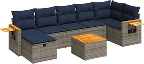 vidaXL Set canapele de grădină cu perne, 8 piese, gri, poliratan