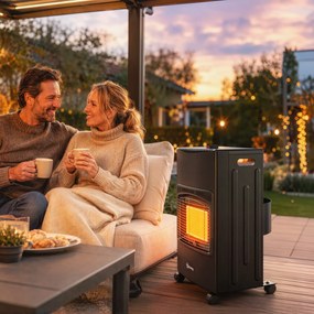 Outsunny Sobă pe Gaz 4,2 kW, 3 Trepte de Căldură, ODS, Oprire la Stingerea Flăcării, Anti-răsturnare | Aosom Romania