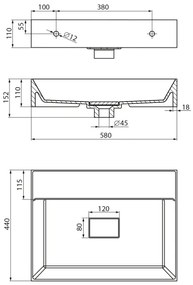 Sapho - Lavoar suspendat GODIVA 58x44 cm marmură/alb