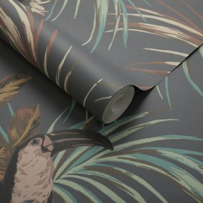 Tapet Le Toucan, Charcoal Black Luxury Bird, 1838 Wallcoverings, 5.3mp / rola