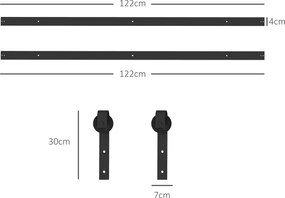 HOMCOM Kit pentru Ușă Glisantă cu Instalare fără Perforare pentru o Singură Ușă, Kit Modern pentru Ușă Glisantă, 244x0.5x4 cm, Negru | Aosom Romania