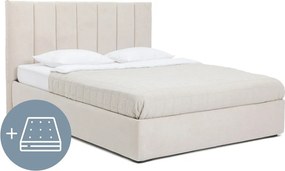 Pat dublu tapițat bej cu spațiu de depozitare cu saltea/ somieră 180x200 cm Thessa Bold Line - Bonami Selection