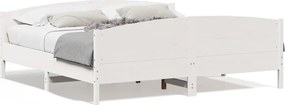 vidaXL Cadru de pat fără saltea, alb, 200x200 cm, lemn masiv pin