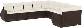vidaXL Set canapele de grădină cu perne, 10 piese, maro, poliratan