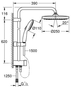 Grohe Vitalio Start System set de dus perete da negru 266802431