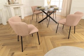 Set 2 scaune stil retro LYON catifea raiata roz