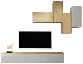 Mobilier living, gri deschis/stejar artisan, OTEN