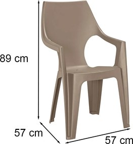 Scaun de grădină Dante din plastic cu spătar înalt și cotiere cappuccino