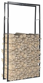 vidaXL Rastel pentru lemne de foc, negru, 100x25x200 cm, oțel