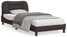3207733 vidaXL Cadru de pat cu tăblie, maro închis, 80x200 cm, textil