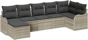 vidaXL Set de canapele pentru grădină 7 pcs Gri deschis poliratan