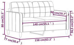 Canapea cu 2 locuri, crem, 140 cm, piele ecologica Crem, 158 x 77 x 80 cm