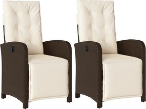 vidaXL Scaun de grădină rabatabil cu suport picioare,2 buc., poliratan