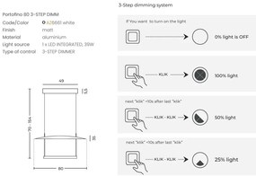 Lustra suspendata LED 3-STEP DIMM PORTOFINO 80