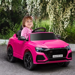 HOMCOM Mașină Electrică pentru Copii Audi RS Q8, 6V, 2 Motoare, Telecomandă, PP, 101x62x51 cm, Roz | Aosom Romania