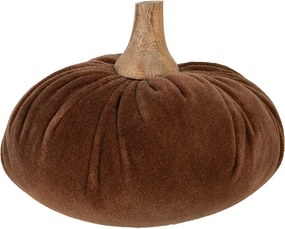 Dovleac decorativ, maro, din catifea, Ø15x12 cm