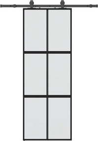 vidaXL Ușă glisantă cu set feronerie neagră 76x205cm sticlă securizată