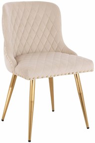 HR940 Scaun cu picioare aurii Crem din Catifea