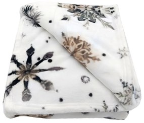 Pătură albă din micropluș/cocolino 150x200 cm cu model de Crăciun Nord Flake – My House