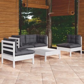 3096179 vidaXL Set mobilier grădină cu perne, 5 piese, lemn masiv de pin