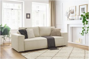 Canapea bej extensibilă cu tapițerie din catifea reiată 245 cm Nihad – Bobochic Paris