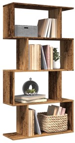 vidaXL Bibliotecă/separator 4 niveluri lemn vechi 70x24x129cm lemn