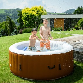 Cada cu hidromasaj gonflabil, maro/alb, 2-4 pers., 800 l, KAMINO NEW TYP 1