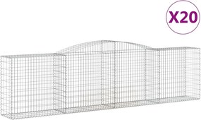 vidaXL Coșuri gabion arcuite 20 buc, 400x50x100/120 cm fier galvanizat