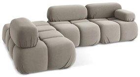 Colțar modular bej cu tapițerie din catifea (cu colț pe partea stângă) Lokua – Makamii