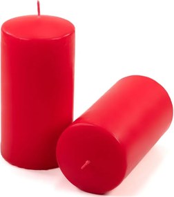Set de lumânări pilon, 15 cm, Ø 7,5 cm, roșu, 6 bucăți