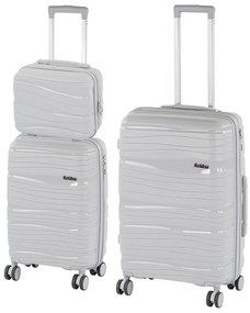 TraveLux Voyager VIII gurulós bőrönd szett szürke