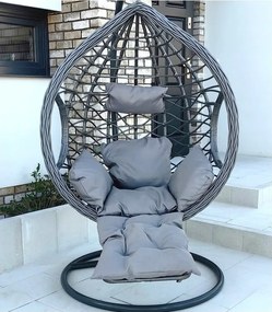 Scaun suspendat gri cu suport pentru picioare DOMINIKANA WAVES