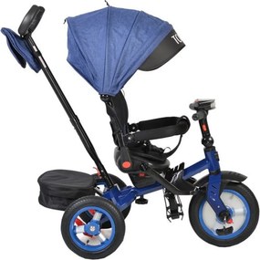 Tricicleta cu copertina Novokids™ Tornado , Cu melodii si lumini, Roti gonflabile din cauciuc, Pozitie somn, Scaun reversibil cu rotire 360 grade ,