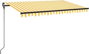 vidaXL Copertină retractabilă manual, galben și alb, 450x300 cm