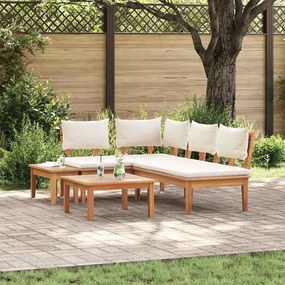 vidaXL Set de Bănci pentru Grădină 4 pcs Maro și Crem 2 locuri Mediu