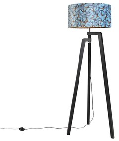 Lampă de podea cu trepied neagră cu abajur fluture 50 cm - Puros