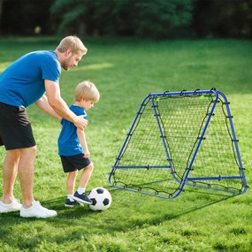 HOMCOM Poartă de Fotbal Pliabilă din PE și Metal, cu Unghi Ajustabil, Ideală pentru Antrenament, 100x95x90cm, Albastru | Aosom Romania