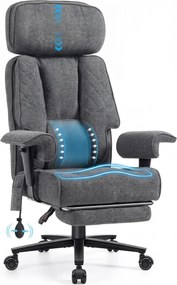 Aerion Comfort — Scaun directorial premium, Suport lombar reglabil cu aer, Tetieră reglabilă, Cotiere reglabile, Reclinare 155°, Suport pentru picioare, Gri