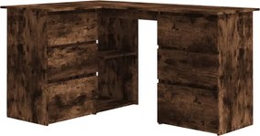 vidaXL Birou de colț, stejar fumuriu, 145x100x76 cm, lemn prelucrat