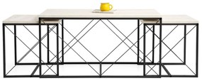 Set 3 măsuțe cafea Defenella (Marmură + negru). 1107088