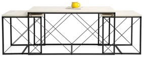 Set 3 măsuțe cafea Defenella (Marmură + negru). 1107088