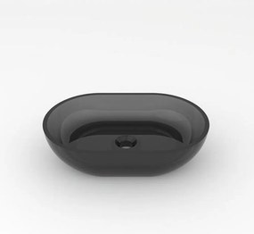 Lavoar pe blat Rune Mond oval 58 cm rasina transparenta  - fumuriu