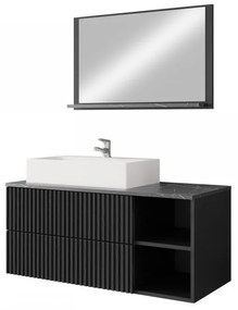 Set mobilier baie Kiago I (negru + marmură negru). 1122361