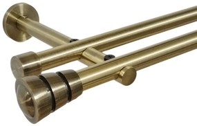 Galerie dubla picior universal fara inele prindere perete corso 19/19 mm aur antic (Alege marime: 180 cm)