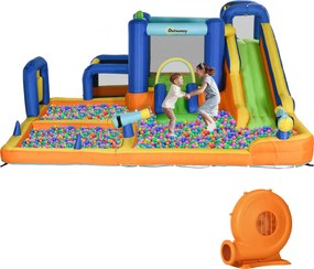 Outsunny Castel Gonflabil pentru Copii cu Tobogan Piscină Perete de Cățărat Inflator și Geantă de Transport 430x420x200cm Multicolor | Aosom Romania