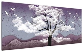 Tablou - Copac în nori (120x50 cm)