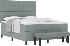 vidaXL Pat cu arcuri cu saltea Gri deschis 140 x 190 cm țesătură