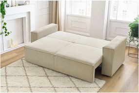 Canapea bej extensibilă cu tapițerie din catifea reiată 245 cm Nihad – Bobochic Paris