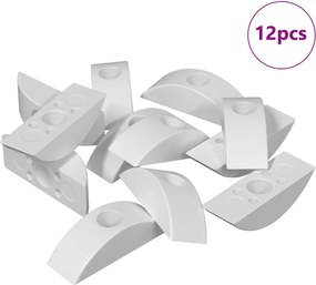 vidaXL Piuliță semilună 12 pcs Alb M6 Polipropilenă