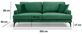 Canapea verde 205 cm Papira – Balcab Home